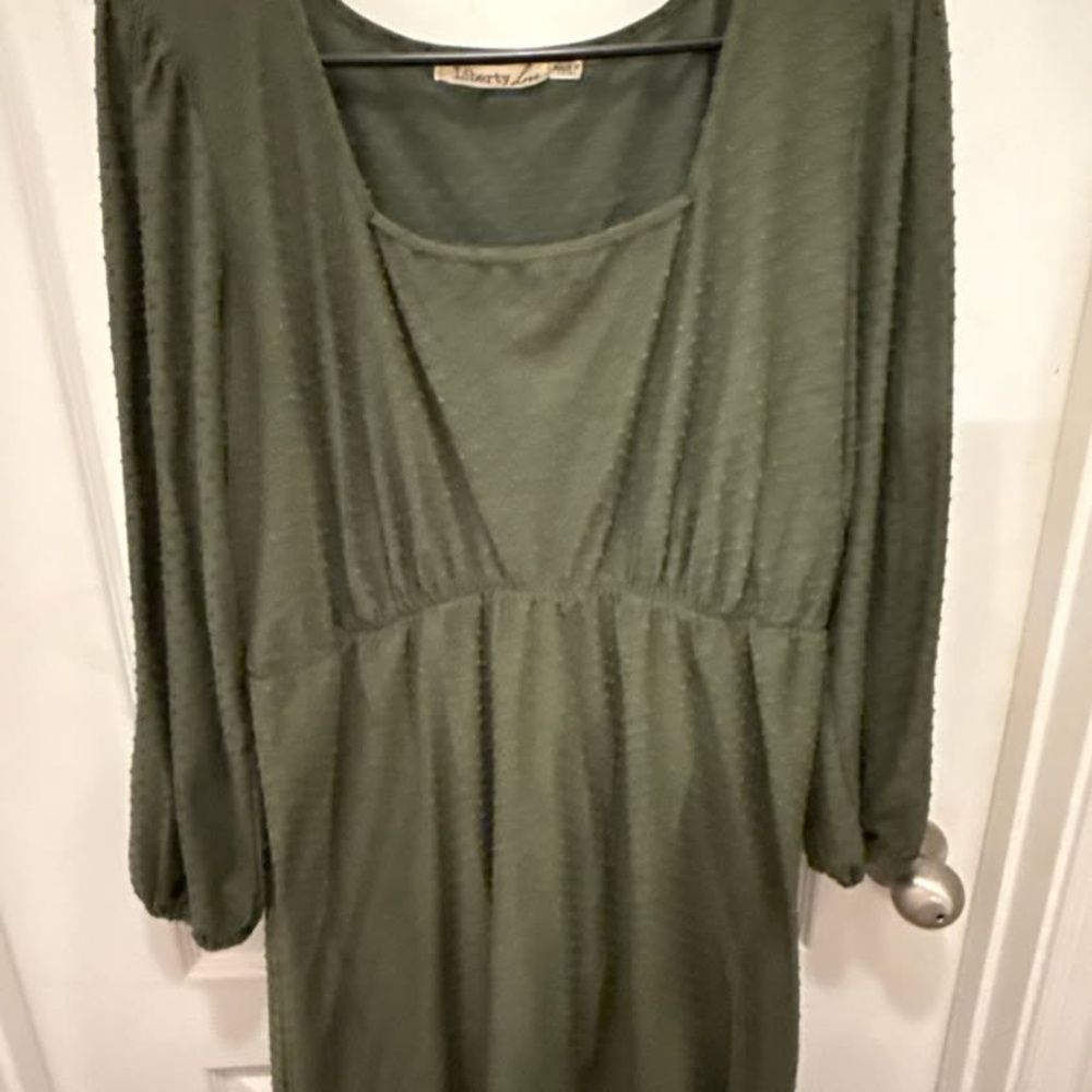 Liberty Love, Olive Green, Long Sleeve Dress, size XXL